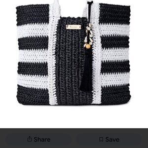 Black and White Woven Escape Tote Bag